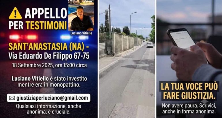Sant’Anastasia, «Luciano investito e lasciato a morire»: il fratello lancia un appello social per trovare il pirata della strada