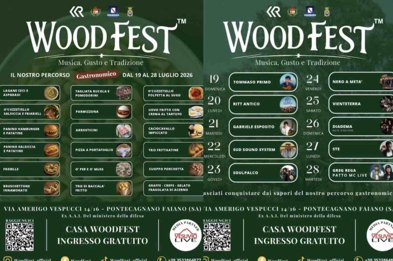 WoodFest 2026 a Pontecagnano Faiano: 10 giorni di musica, tradizione e gusto nel cuore del bosco cittadino