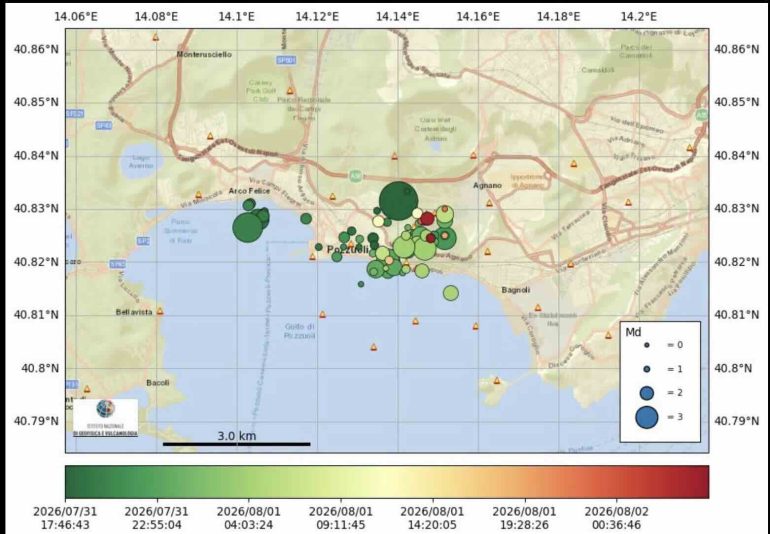 Campi Flegrei, nuove scosse all’alba: cresce l’emergenza sfollati