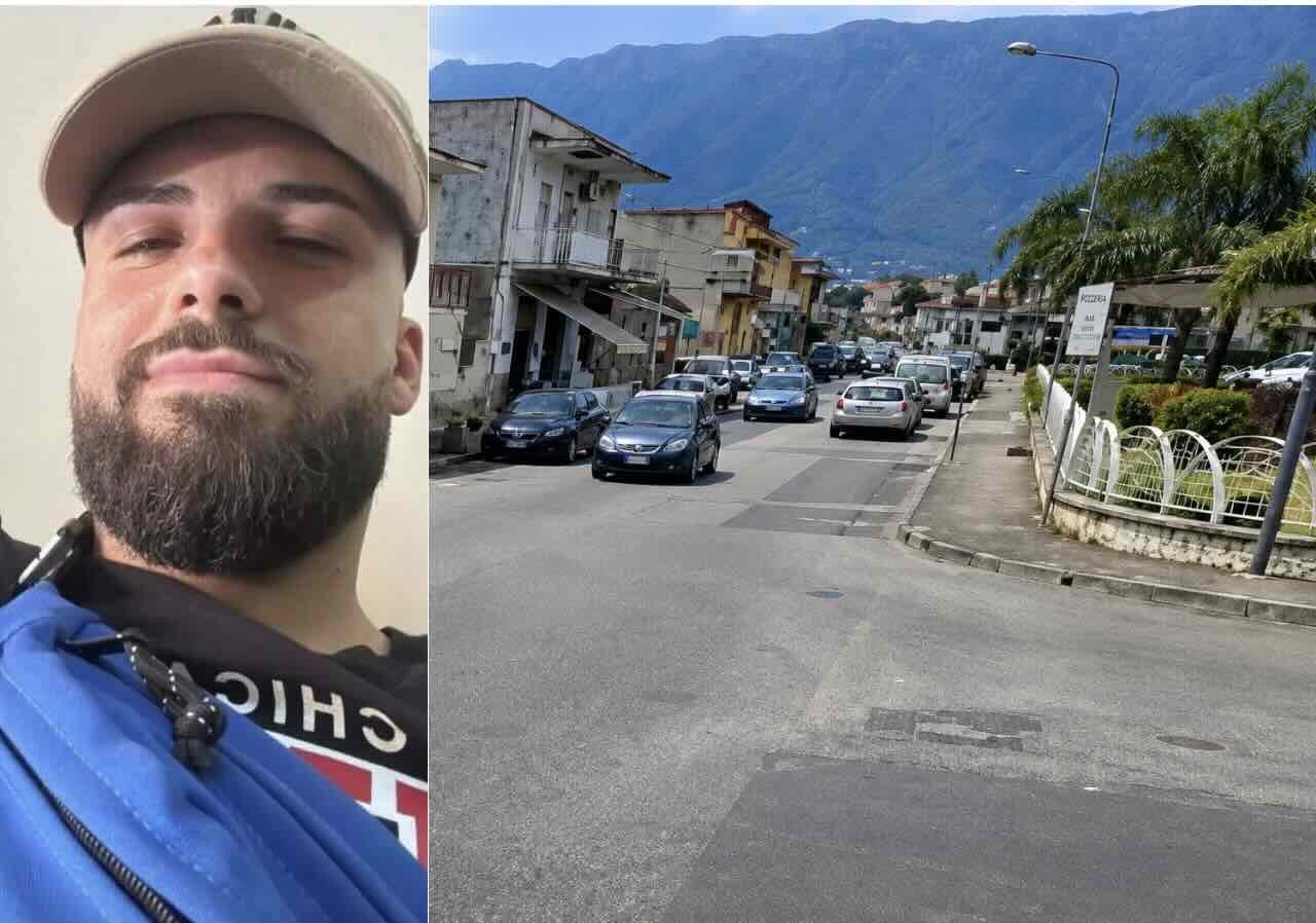 Nella foto Giuseppe D'Auria e il luogo dell'incidente