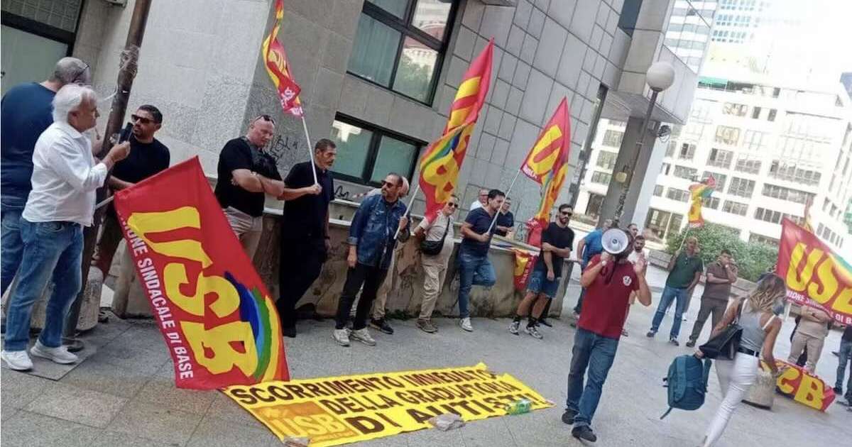 La protesta dei lavoratori Usb