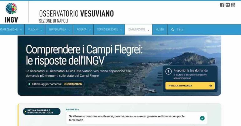 Bradisismo, l’INGV risponde alle domande dei cittadini: online il nuovo spazio sui Campi Flegrei