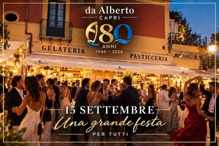 Capri celebra 80 anni del Bar da Alberto con una festa aperta a tutta l’isola