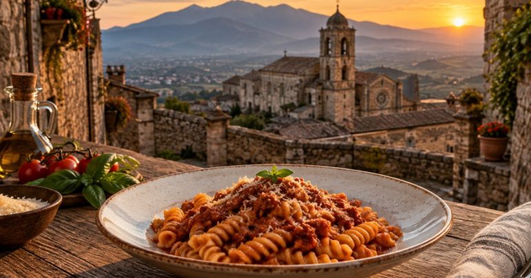 Casertavecchia, fusilli cilentani al ragù tra pietra medievale e colline campane