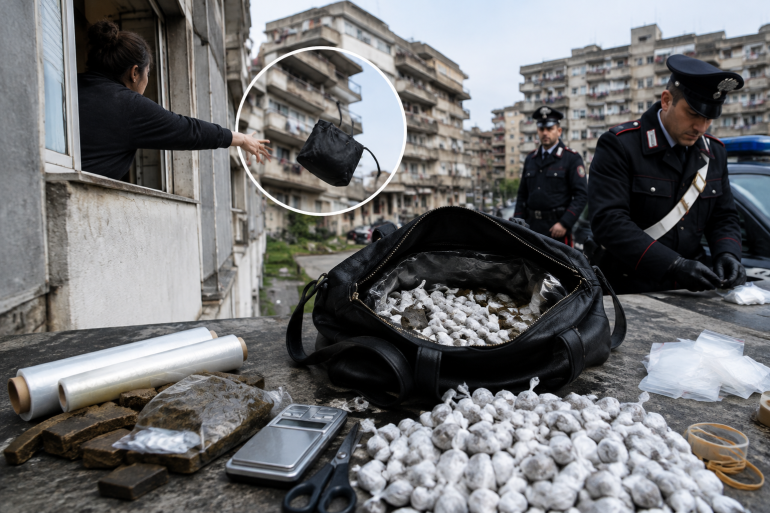 Napoli: lancia una borsa dalla finestra. Dentro 1.100 dosi di droga