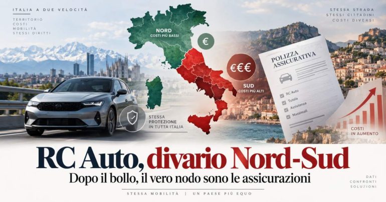 RC auto, il divario Nord-Sud che resta: dopo il bollo, il vero nodo è capire perché a Napoli assicurarsi costa molto di più