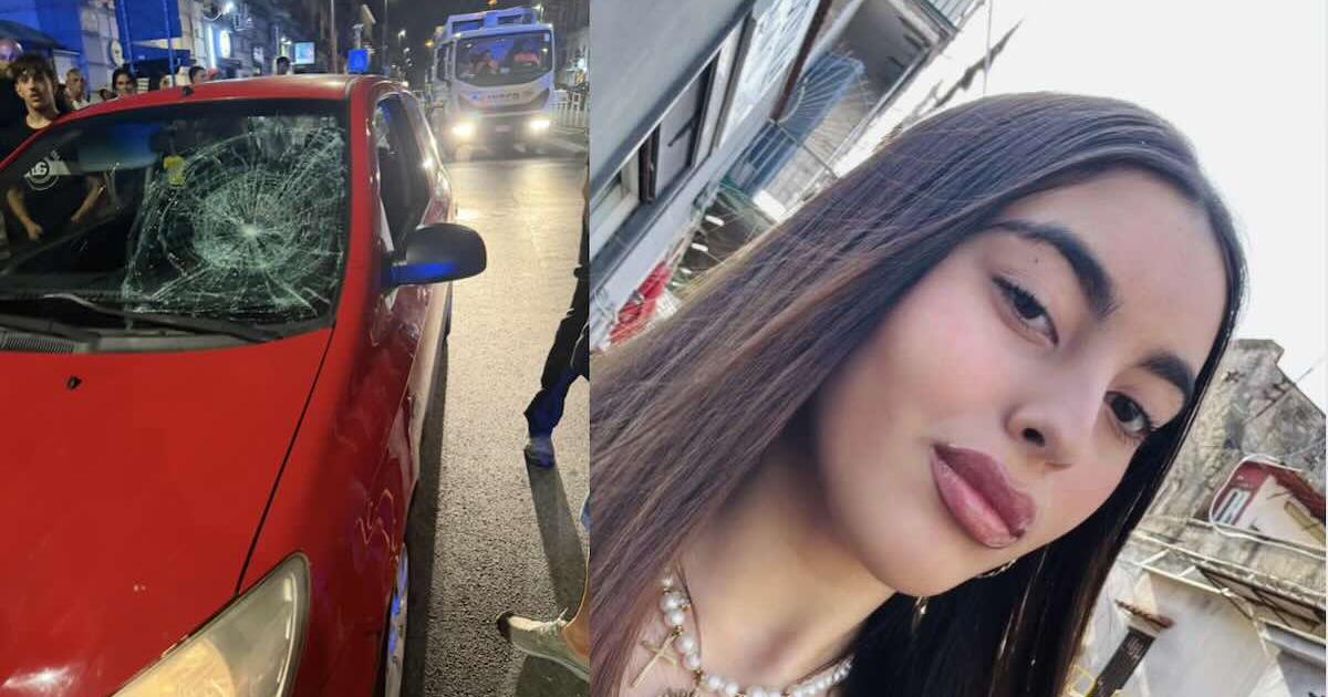 Nella foto la giovane vittima Anna Grimaldi e l'auto che l'ha investita