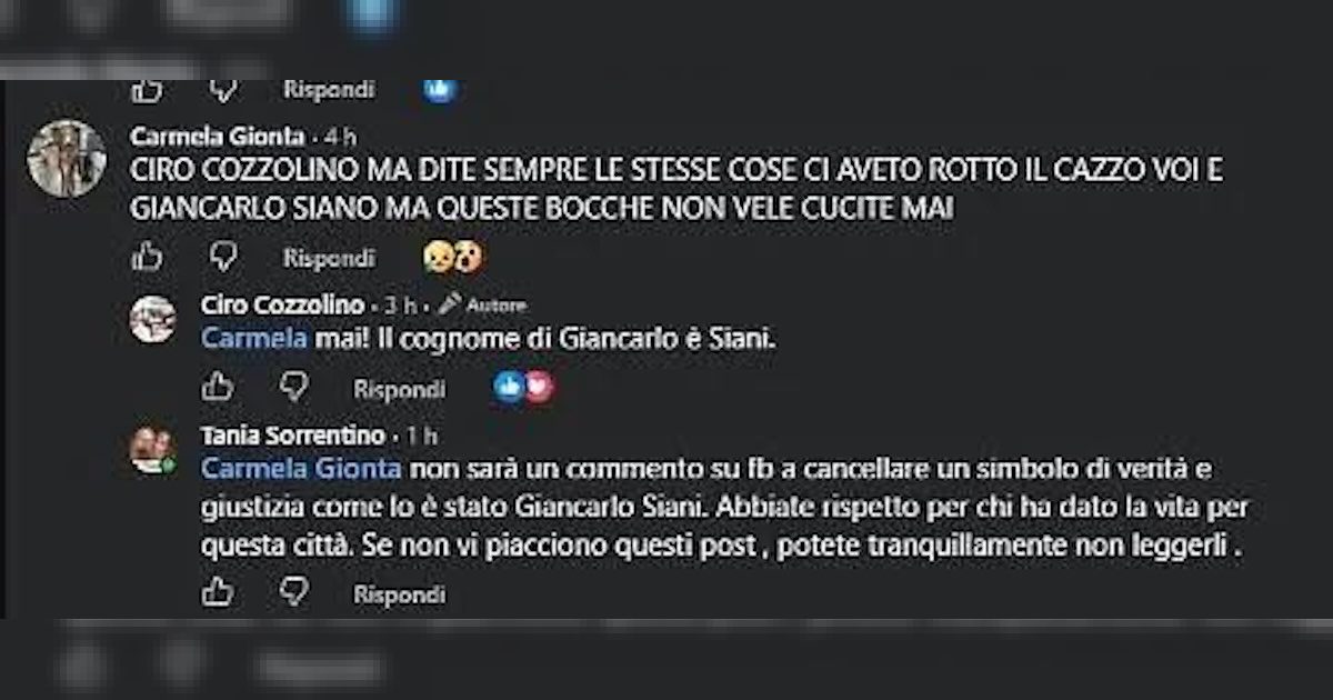 Il botta e risposta social tra Carmela Gionta e don Ciro Cozzolino