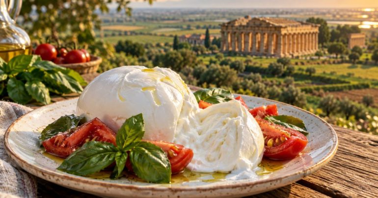 Paestum e la Piana del Sele: mozzarella di bufala, pomodoro e basilico tra templi e campagna