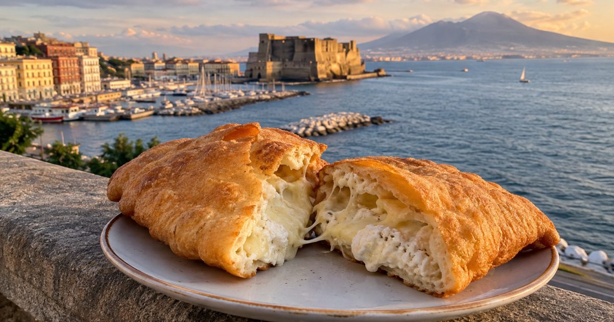 Pizza fritta sul Lungomare di Napoli: il gusto popolare tra Santa Lucia e Castel dell’Ovo