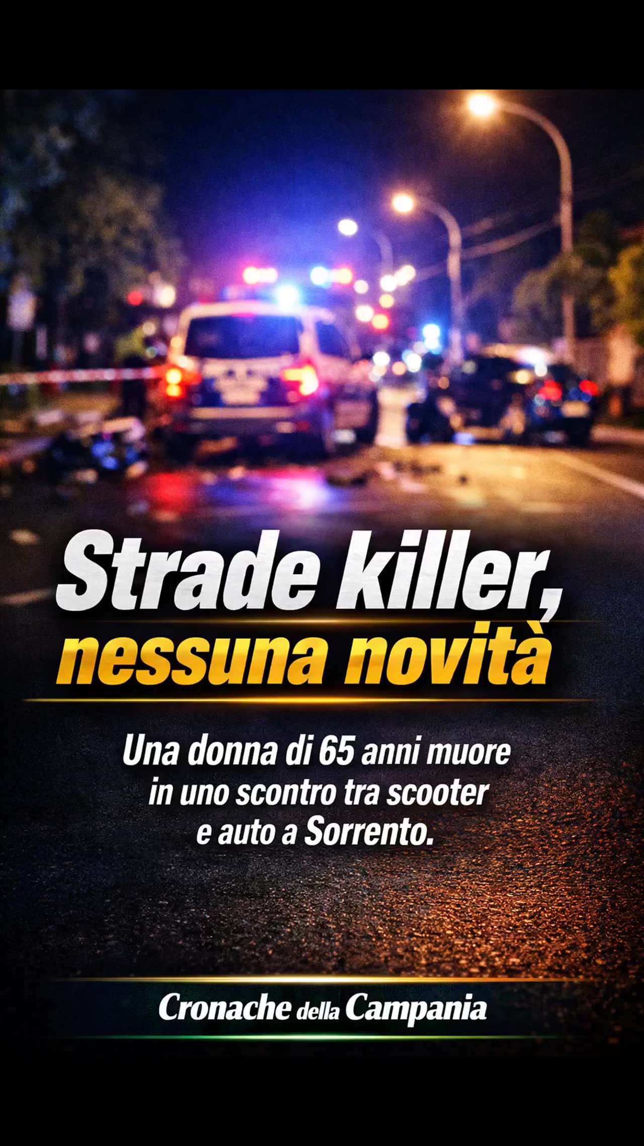 Sorrento, scooter contro un’auto: perde la vita donna di 65 anni