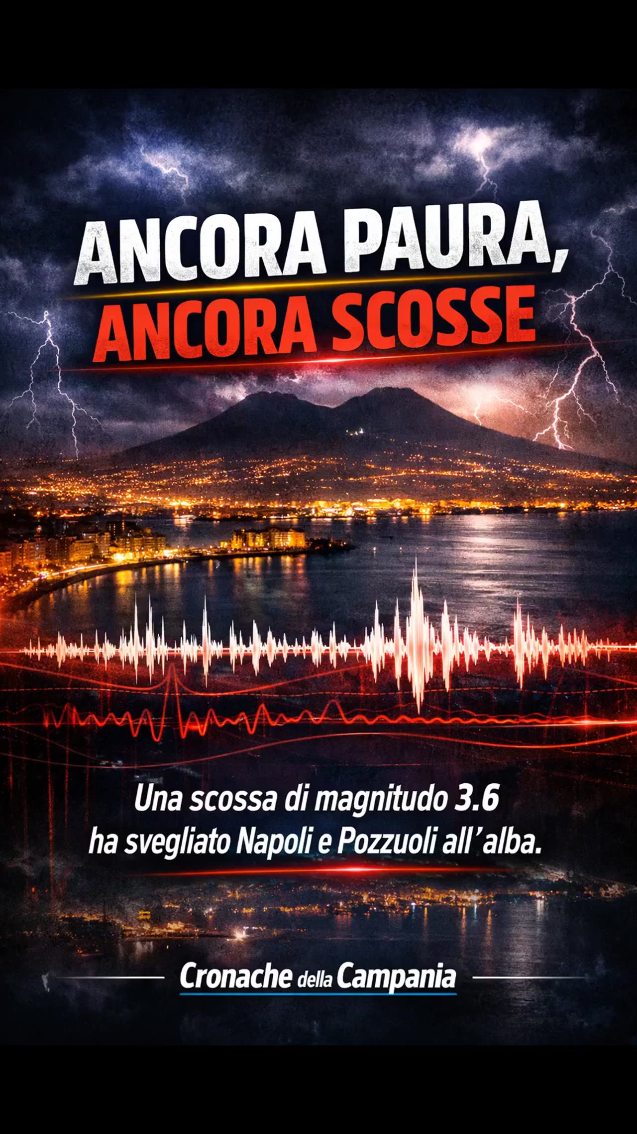 Campi Flegrei, nuova scossa di magnitudo 3.6 all’alba: paura tra Pozzuoli e Napoli