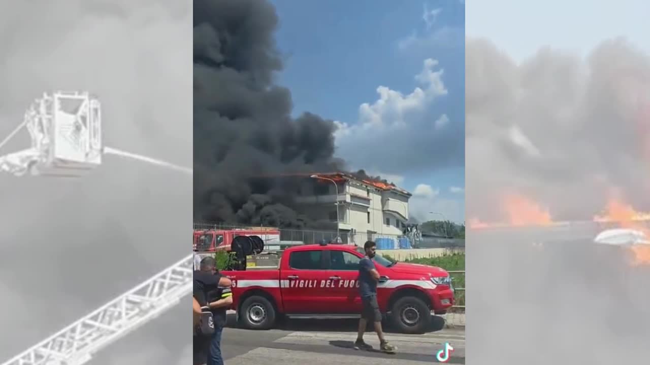 Striano, devastata dalle fiamme la CEMI: in fumo il capannone e le abitazioni dei titolari